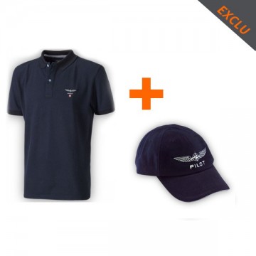 Ensemble casquette + polo Design 4 Pilots navy Ensemble casquette + polo Design 4 Pilots navy