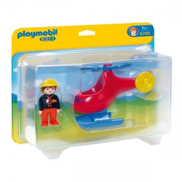 Playmobil 1.2.3 Pompier et hélicoptère Playmobil 1.2.3 Pompier et hélicoptère