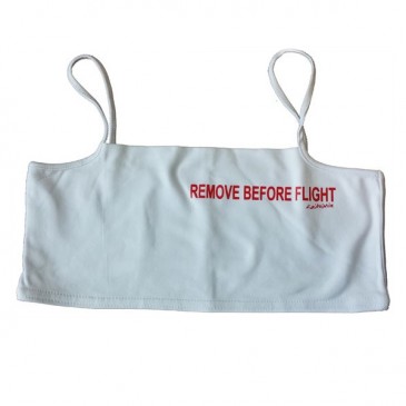 Mini-Top Remove before flight imprimé rouge sur fond blanc