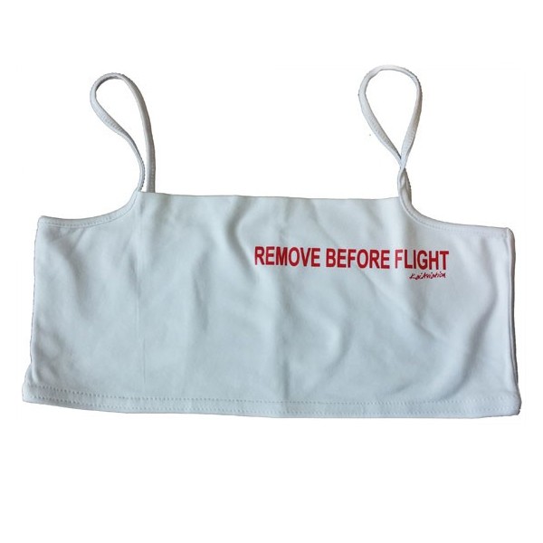 Mini-Top Remove before flight imprimé rouge sur fond blanc