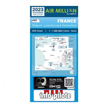 Carte VFR Air Million France, Belgique, Luxembourg, Suisse  2023