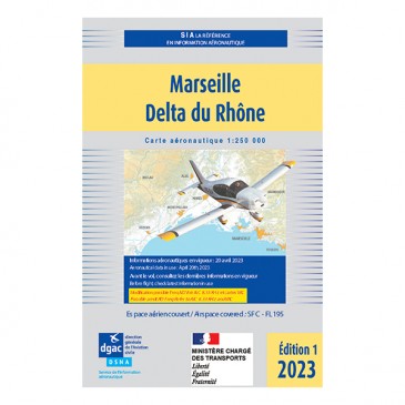 Carte VFR SIA 2023 au 1:250 000 - Marseille, Delta du Rhône