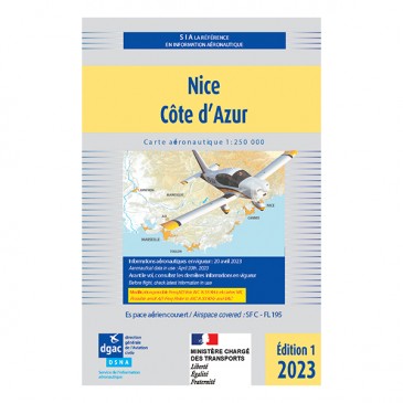 Carte VFR SIA 2023 au 1:250 000 - Nice, Côte d'Azur