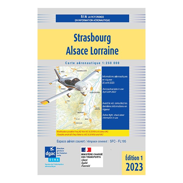 Carte VFR SIA 2023 au 1:250 000 - Strasbourg, Alsace Lorraine