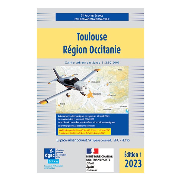 Carte VFR SIA 2023 au 1:250 000 - Toulouse, Midi-Pyrénées