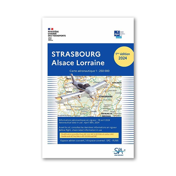 Carte VFR SIA 2022 au 1:250 000 - Strasbourg, Alsace Lorraine