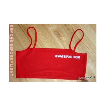 Mini-Top Remove before flight imprimé blanc sur fond rouge