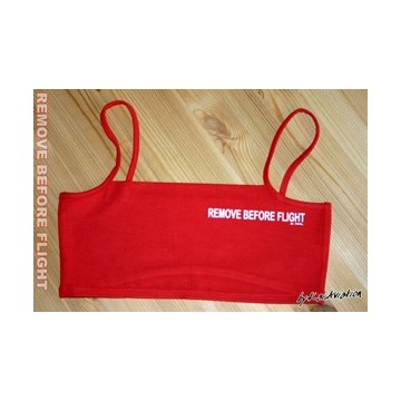 Mini-Top Remove before flight imprimé blanc sur fond rouge Mini-Top Remove before flight imprimé blanc sur fond rouge
