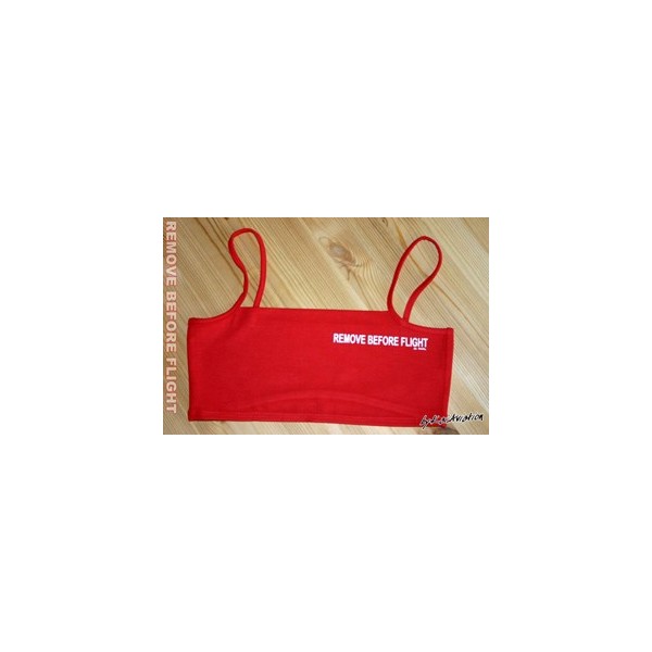 Mini-Top Remove before flight imprimé blanc sur fond rouge