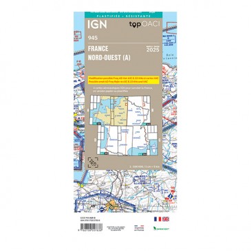 Carte IGN OACI 2025 France plastifiée Nord-Ouest