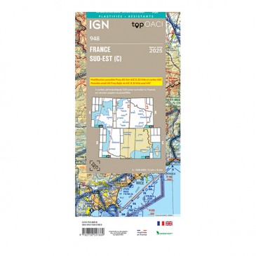 Carte IGN OACI 2025 France plastifiée Sud-Est