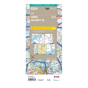 Carte IGN OACI 2025 France plastifiée Sud-Ouest