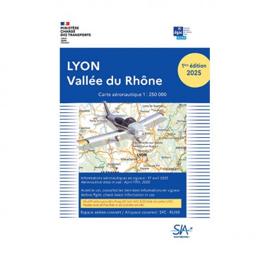 Carte VFR SIA 2025 - 1:250 000 - Lyon, Vallée du Rhône