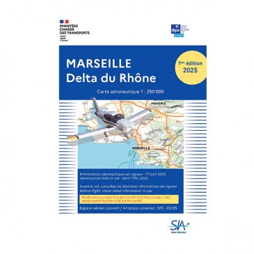 Carte VFR SIA 2025 - 1:250 000 - Marseille, Delta du Rhône