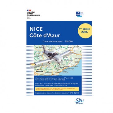 Carte VFR SIA 2025 - 1:250 000 - Nice, Côte d'Azur