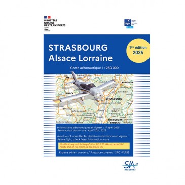 Carte VFR SIA 2025 - 1:250 000 - Strasbourg, Alsace Lorraine