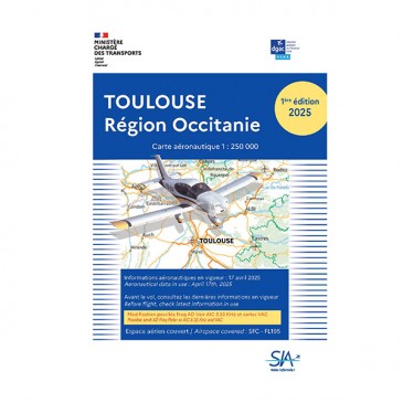 Carte VFR SIA 2025 - 1:250 000 - Toulouse, Midi-Pyrénées