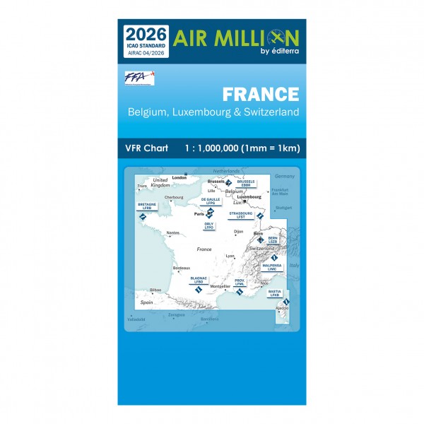 Carte VFR Air Million France, Belgique, Luxembourg, Suisse 2026