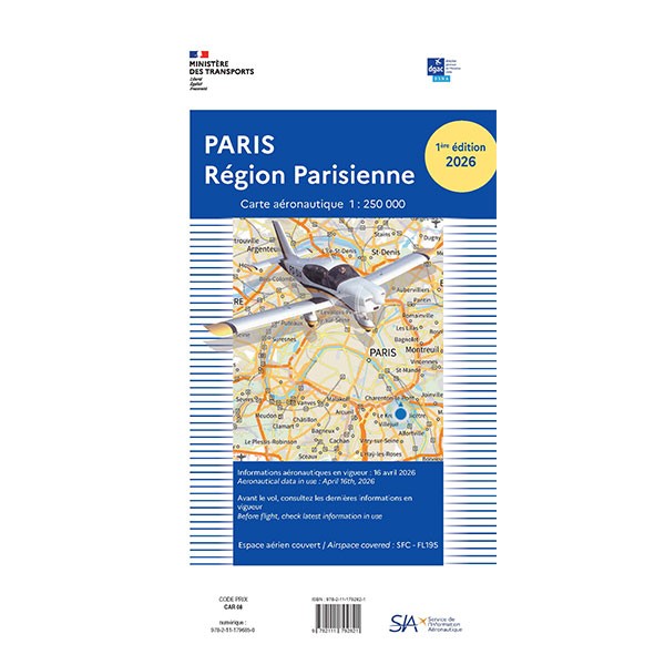 Carte VFR SIA 2026 au 1:250 000 - Paris - 1e édition