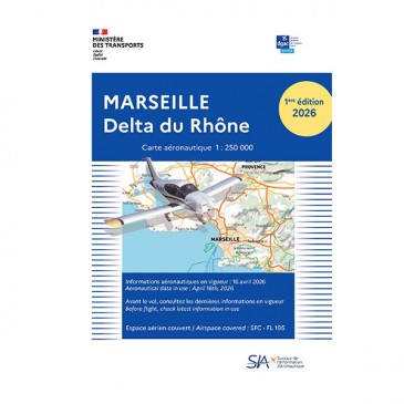 Carte VFR SIA 2026 au 1:250 000 - Marseille, Delta du Rhône - 1e édition