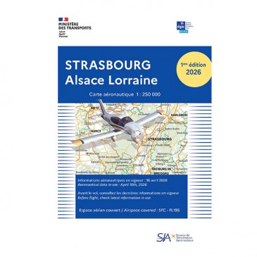 Carte VFR SIA 2026 au 1:250 000 - Strasbourg, Alsace Lorraine - 1e édition
