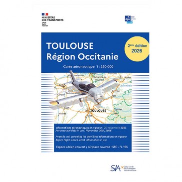 Carte VFR SIA 2026 au 1:250 000 - Toulouse, Midi-Pyrénées - 1e édition