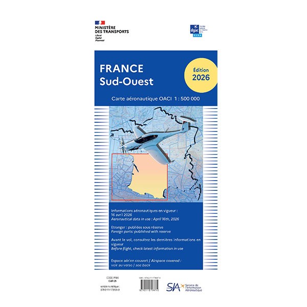 Carte OACI SIA - Sud Ouest 2026